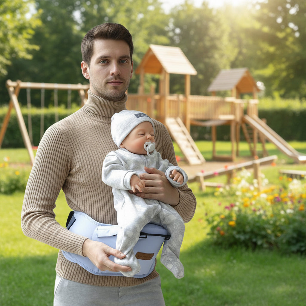 Bambinino™ 2-in-1 Babytrage mit Hüftsitz – Ergonomischer Tragriemen & Taille-Hocker für Neugeborene & Kleinkinder