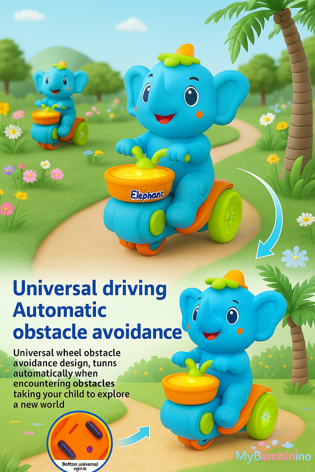 Bambinino Elekrischer Trommel-Elefant- Musik, Bewegung & Spaß für Babys