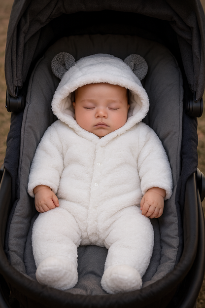 Bambinino™ Flauschiger Baby-Overall – Kuscheliger Winter-Jumpsuit mit Kapuze